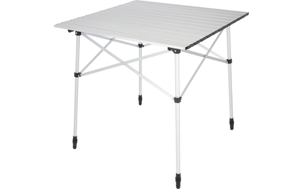 Rullbart campingbord Velino aluminium 70 x 70 cm detalj av aluminiumsramme