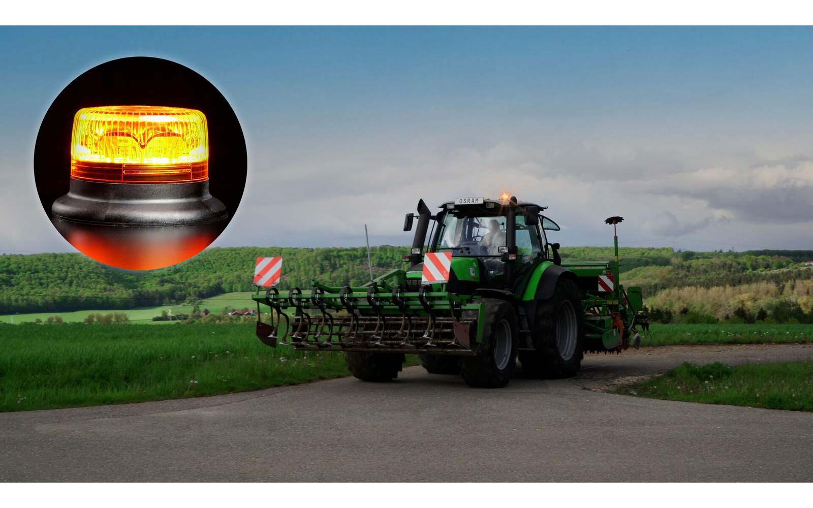Visning av polykarbonathus på Rundtlysende varsellykt LIGHTsignal LED 3-bolts gul - Osram