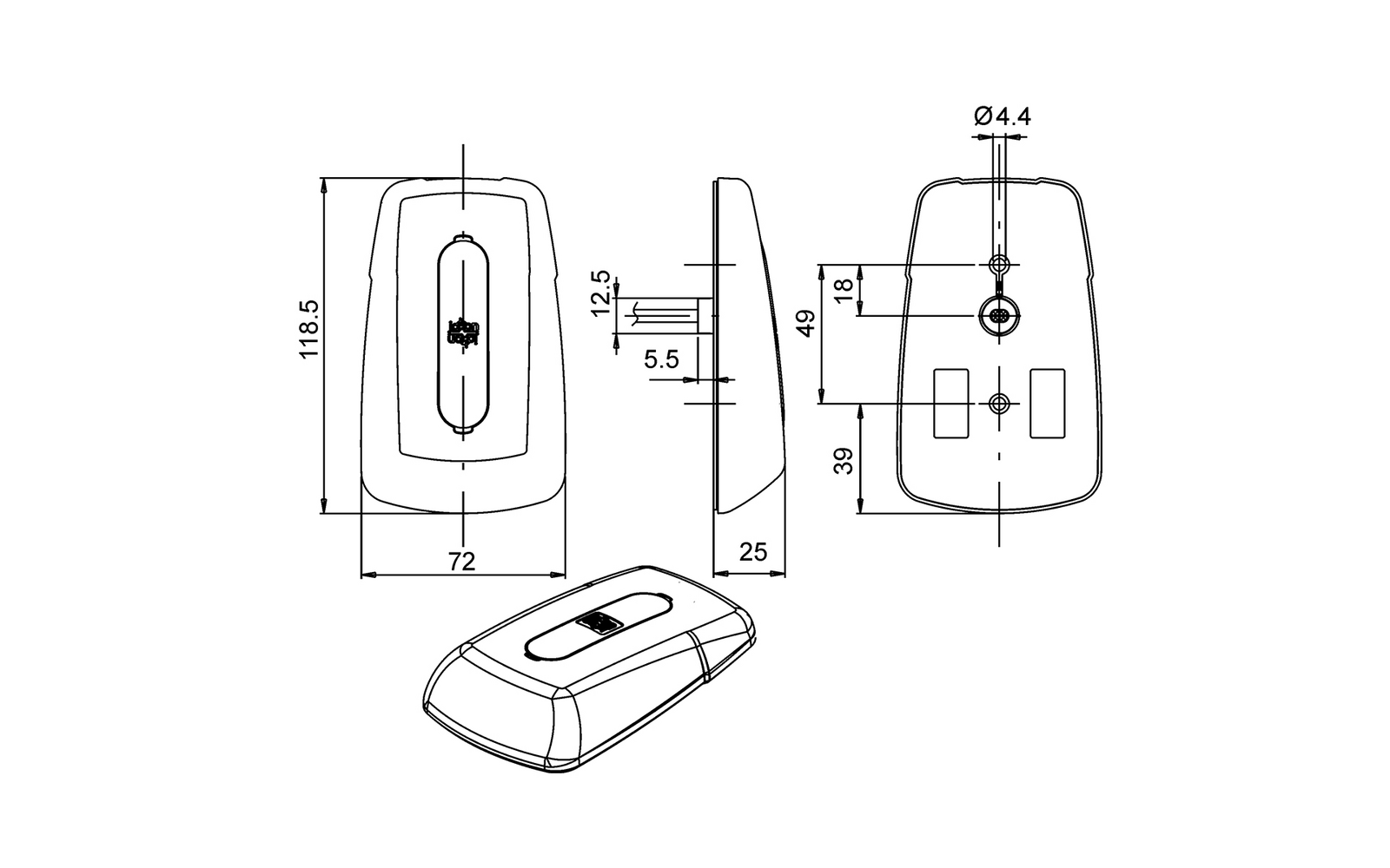 Ryggelykt LED 9-32V W 2011-2 kompakt 2-pack - Jokon nærbilde