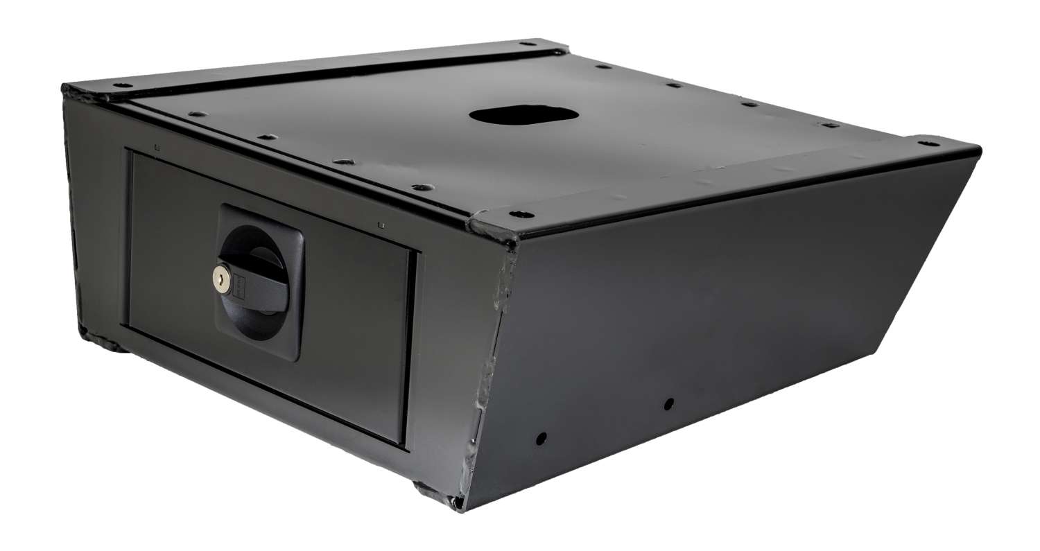 Safebox for svingkonsoll VW T5/T6 stål 11 kg montert i kjøretøy
