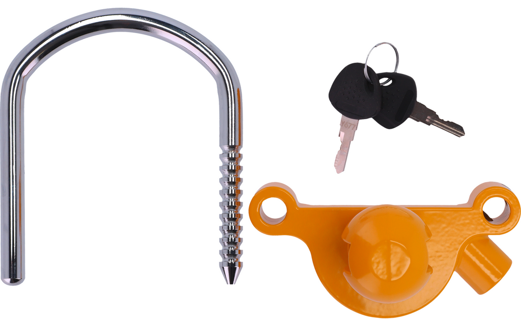 Montert Safety Universal tyverisikring for kulekoblinger oransje på tilhenger