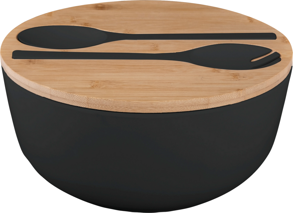 Salatbolle Greenkick ø25 cm melamin med bambuslokk forfra