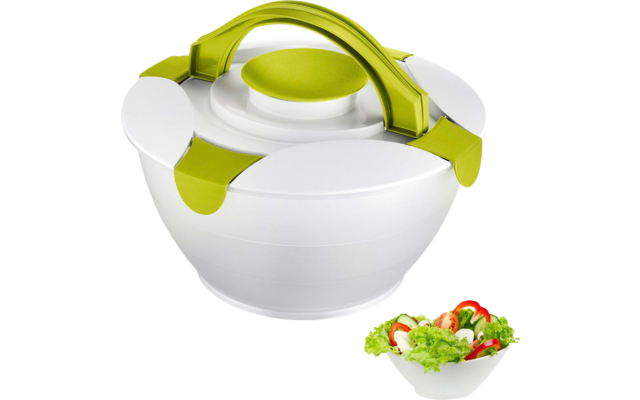 Salatbolle Praktika 6,5 l med lokk og dressingbeholder - Westmark med integrerte håndtak