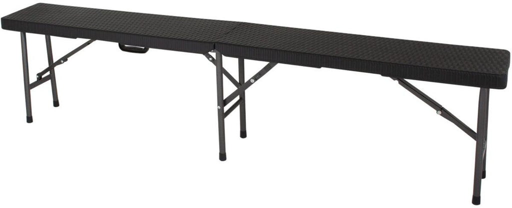 Sammenleggbar benk i rottinglook 179x24x42 cm Eurotrail forfra