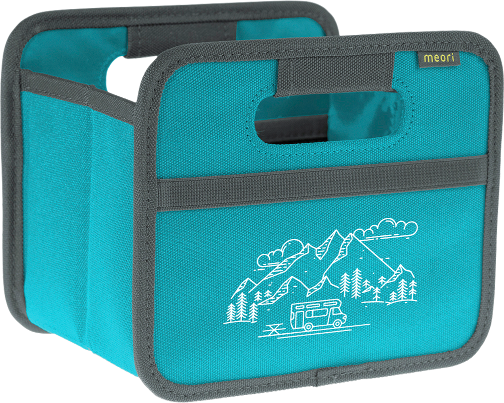 Sammenleggbar boks Mini Azure Blue bobilmotiv forfra
