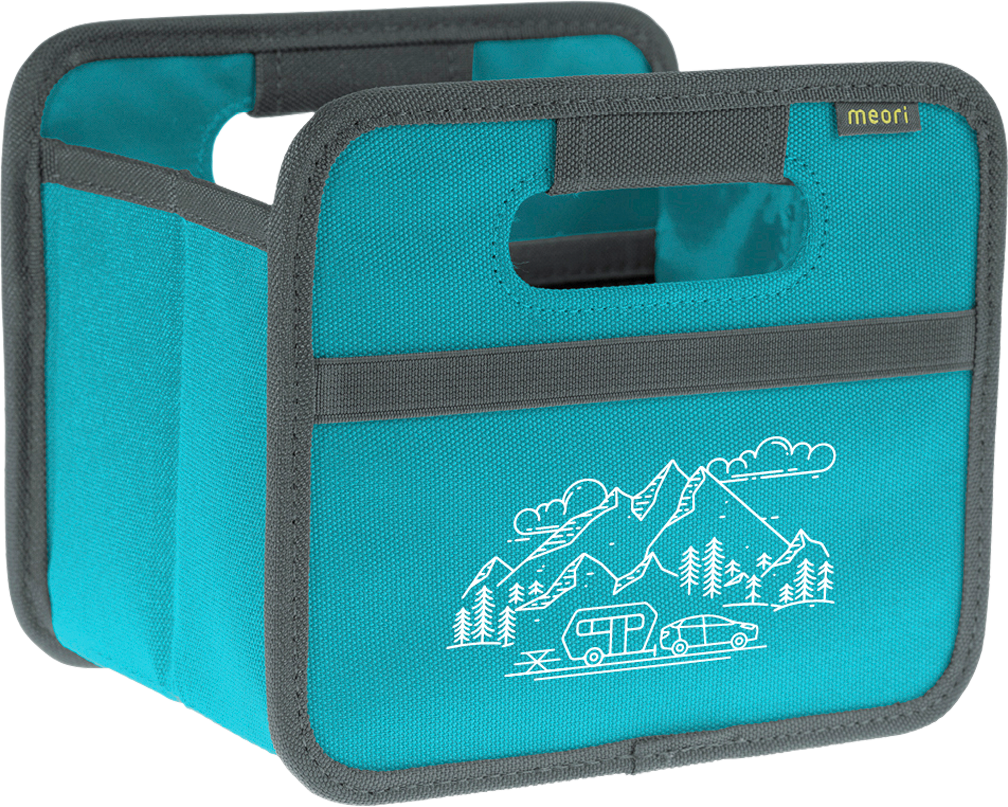 Sammenleggbar boks Mini Azure Blue campingvogn forfra