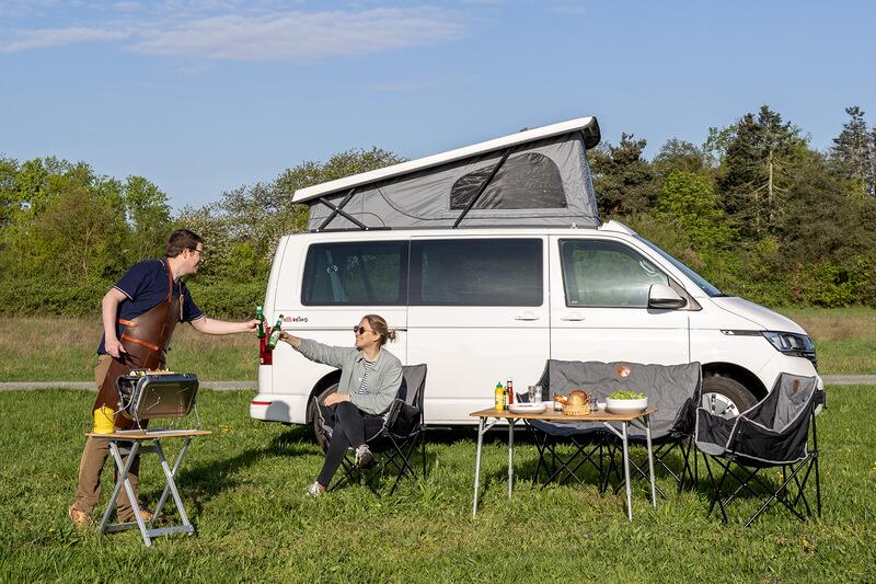 Sammenleggbar campingsofa for 2 personer 125x58 cm polstret - Holiday Travel pakket sammen