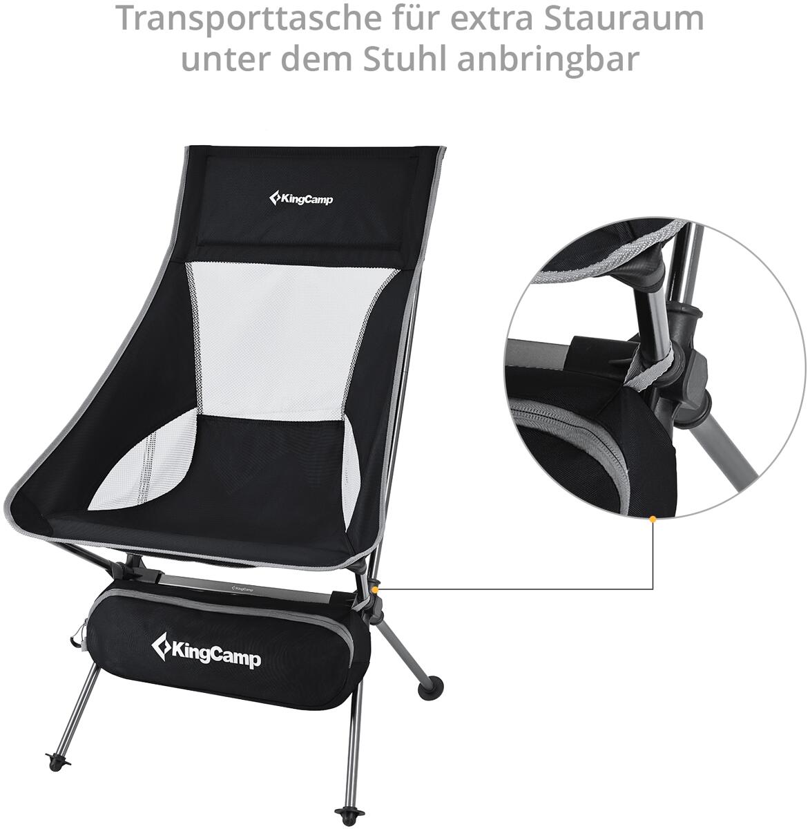 Sammenleggbar campingstol Logan aluminium 1,5 kg - KingCamp med pustende mesh-stoff