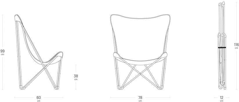 Sideprofil av sammenleggbar campingstol Maxi Pop Up Airlon®