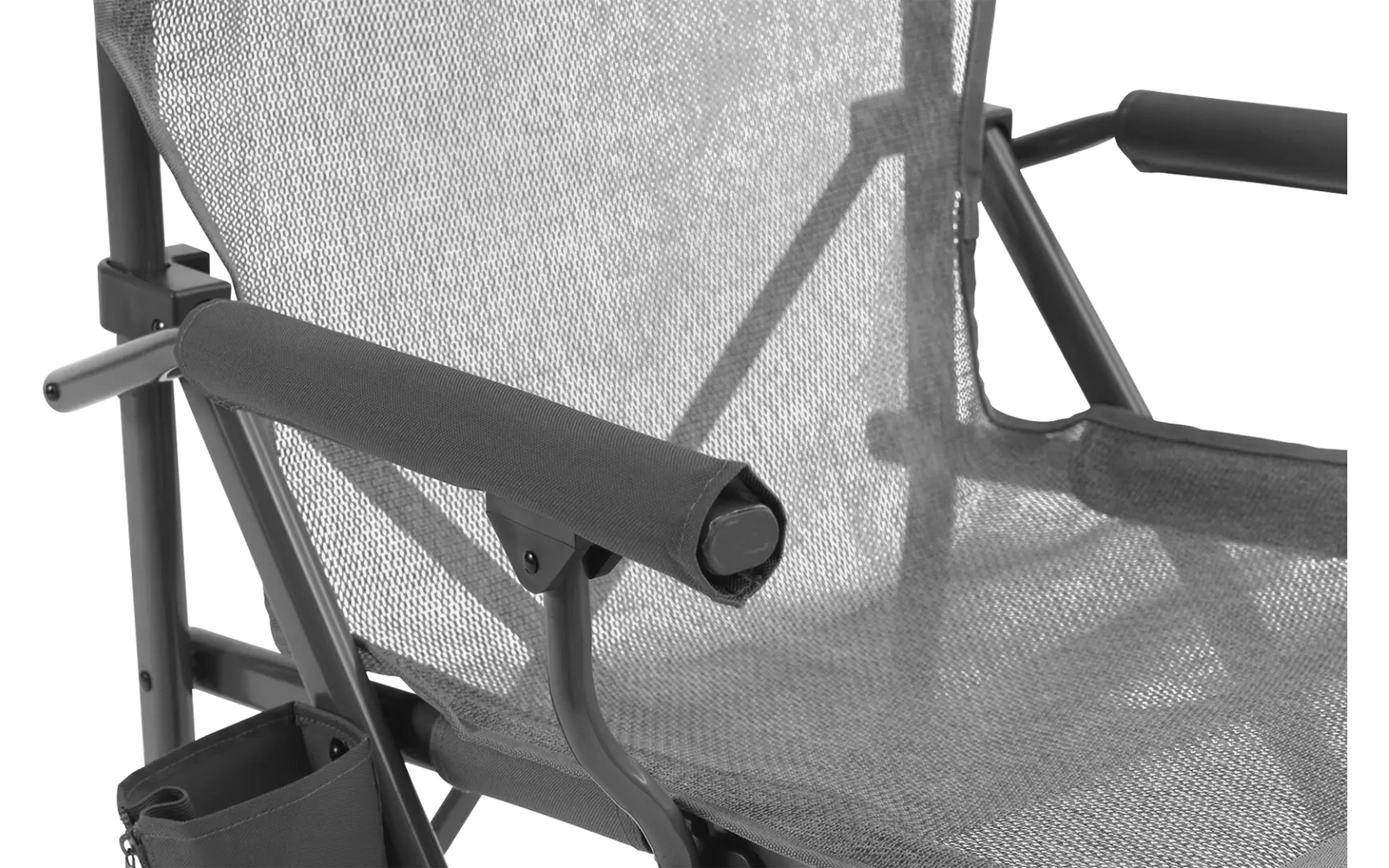 Detalj av stoff og ramme på Sammenleggbar campingstol Ripple med stretch-trekk 120 kg
