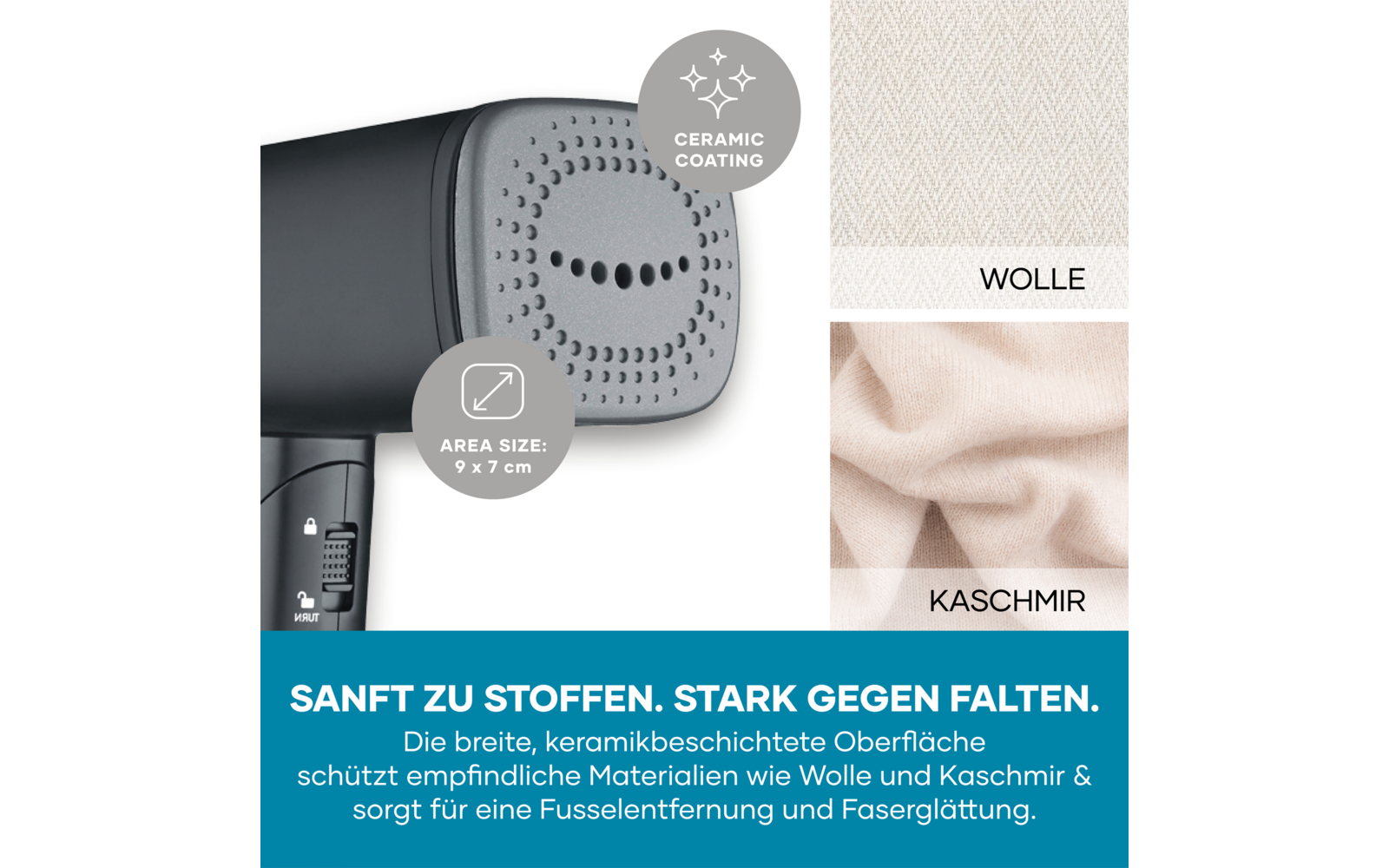 Sammenleggbar dampglatter DG 3282 1400 W keramisk sammenlagt