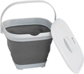 Sammenleggbar firkantet bøtte med lokk 9 liter grey mist - Outwell forfra