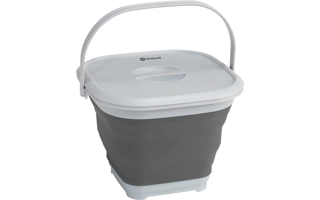 Detalj av sammenleggbar firkantet bøtte med lokk 9 liter grey mist - Outwell