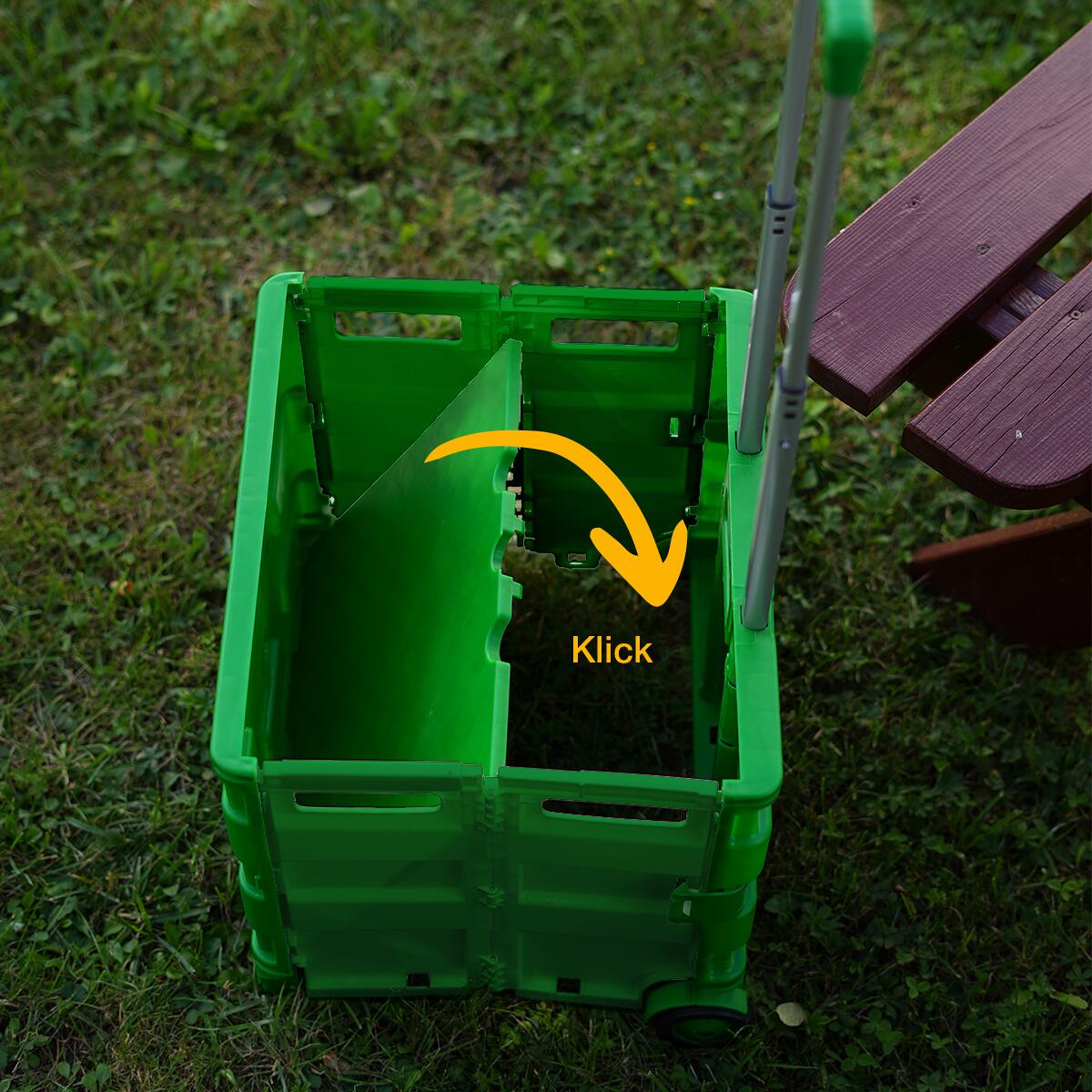 Sammenleggbar handlevogn 35 kg, Camping Wagner håndtak funksjon