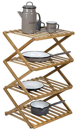 Montert sammenleggbar hylle Fitzroy bambus 50x40x72 cm - Bo-Camp i telt