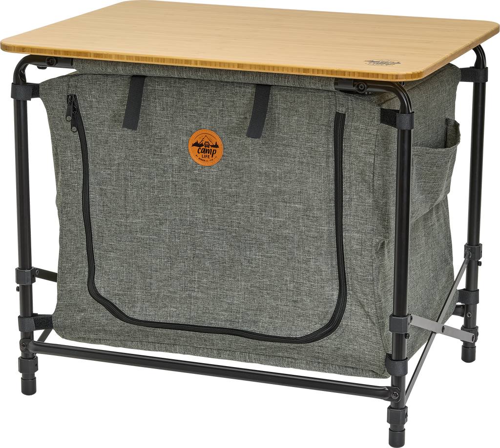 Sammenleggbar kjøkkenboks Skopje med campingbord 60x45 cm - Camplife forfra