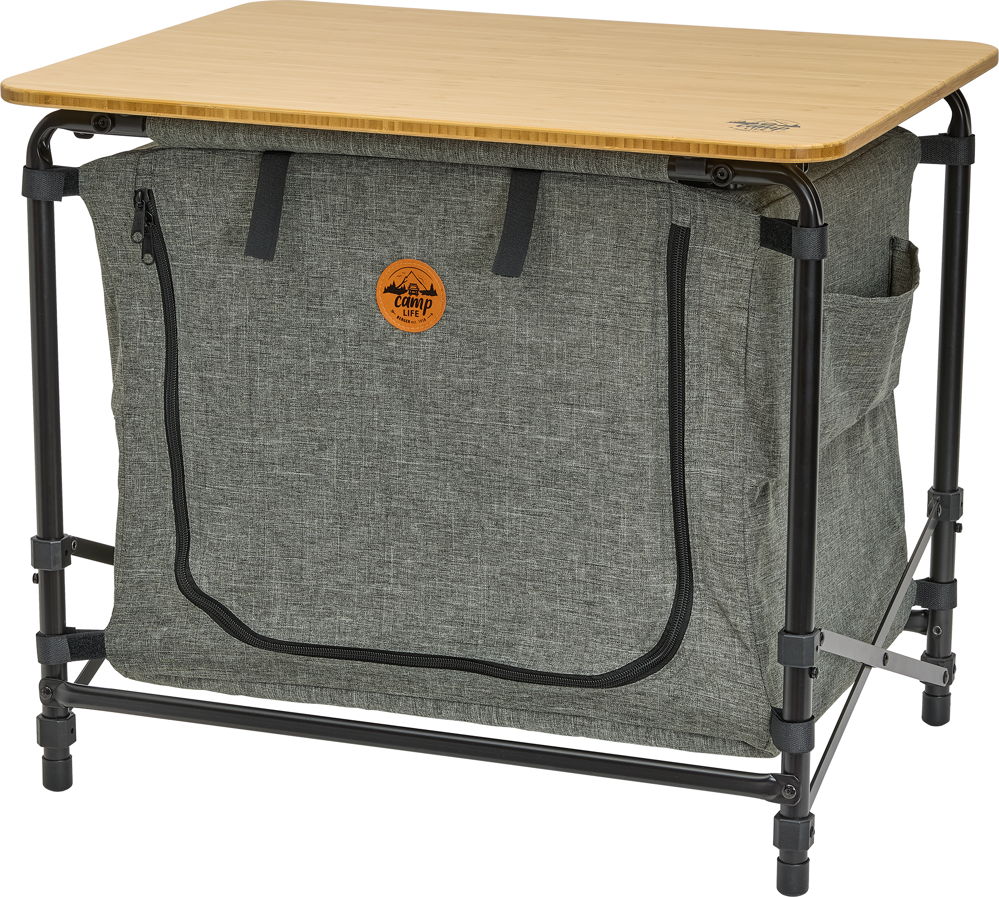 Sammenleggbar kjøkkenboks Skopje med campingbord 60x45 cm - Camplife forfra