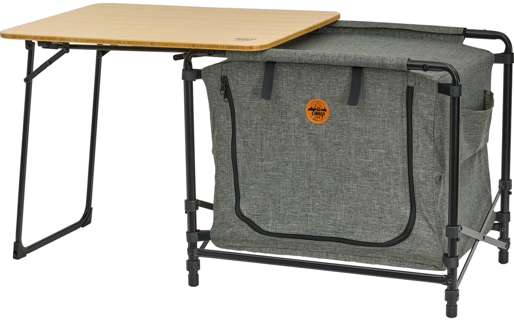 Sammenleggbar kjøkkenboks Skopje med campingbord 60x45 cm - Camplife vist i bruk