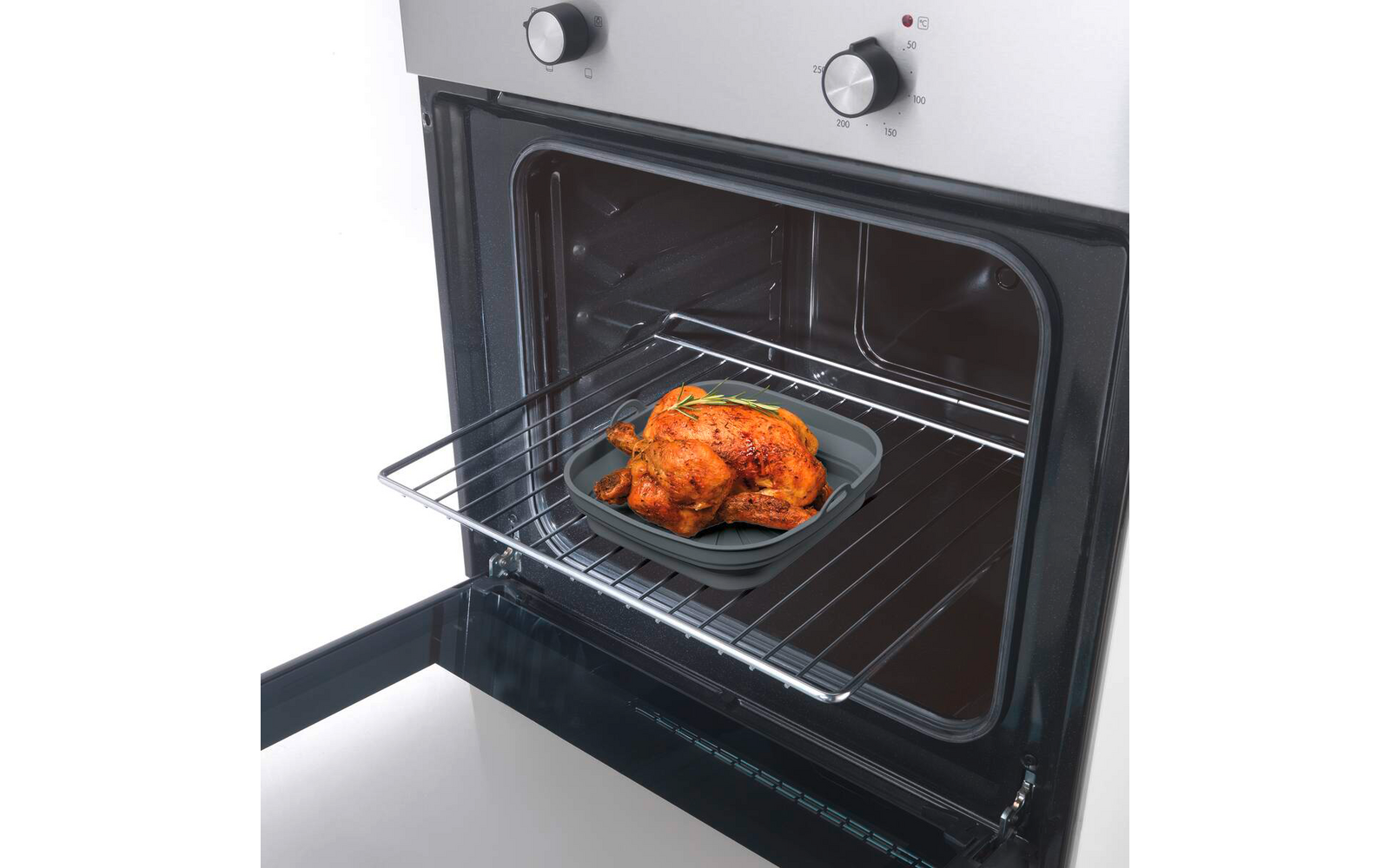 Sammenleggbar silikonkurv for airfryer kvadratisk - Metaltex montert i airfryer