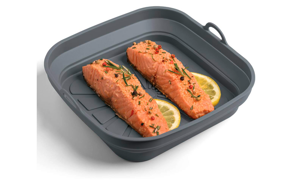 Nærbilde av sammenleggbar silikonkurv for airfryer kvadratisk - Metaltex