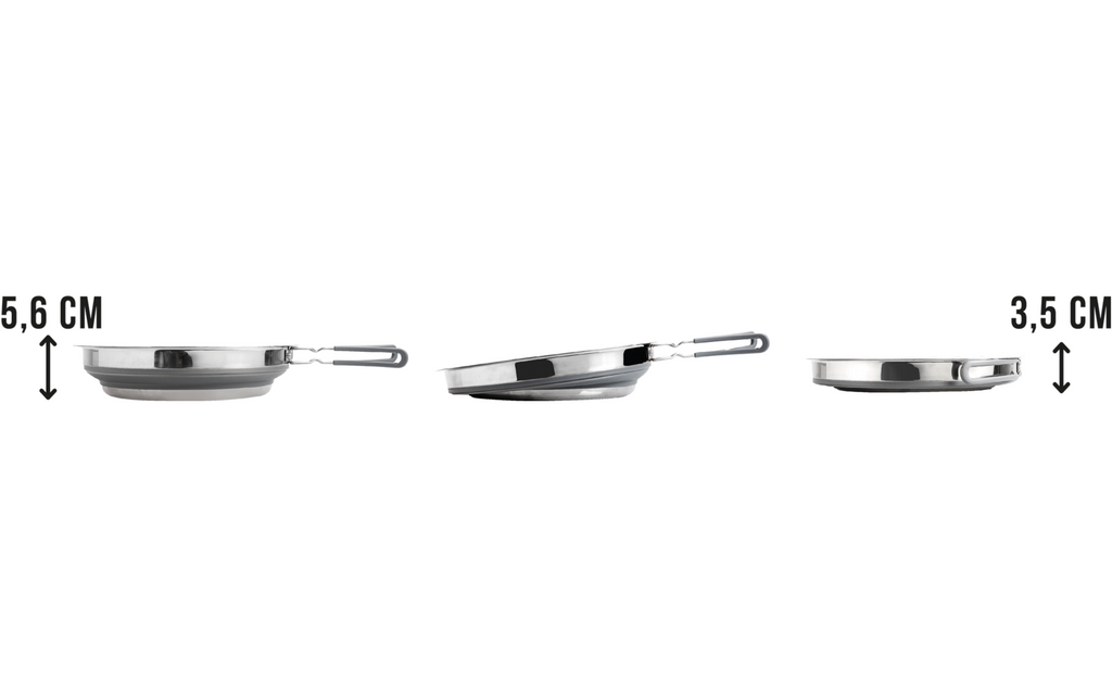 Nærbilde av håndtak på sammenleggbar stekepanne Volcano Pan Fold-Away 24 cm silikon