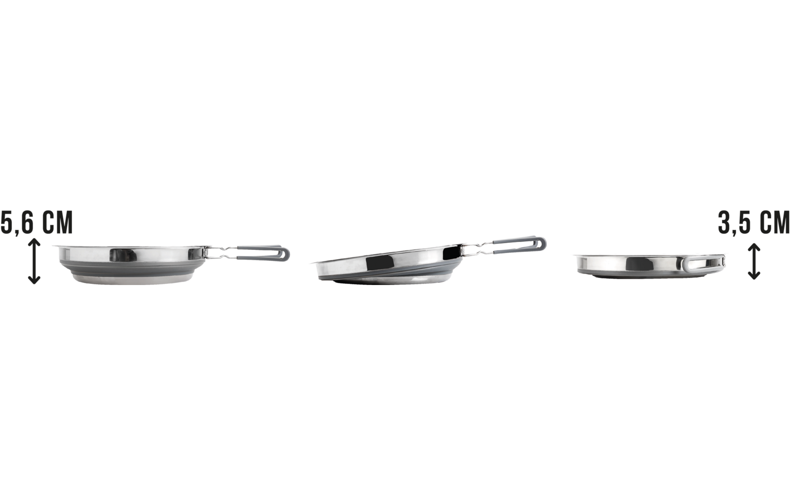 Nærbilde av håndtak på sammenleggbar stekepanne Volcano Pan Fold-Away 24 cm silikon