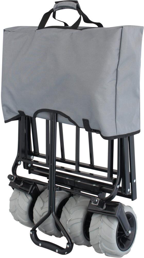 Nærbilde av hjul på Sammenleggbar transportvogn Sunny 75 kg grå Eurotrail