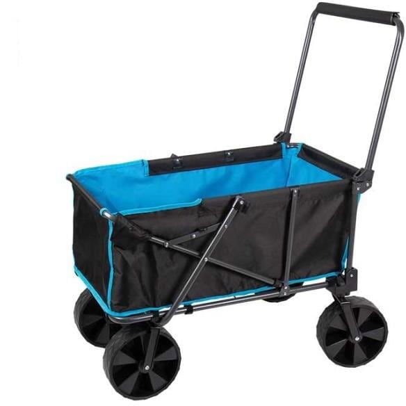 Sammenleggbar transportvogn svart/isblå, 50 kg - Camp4 forfra