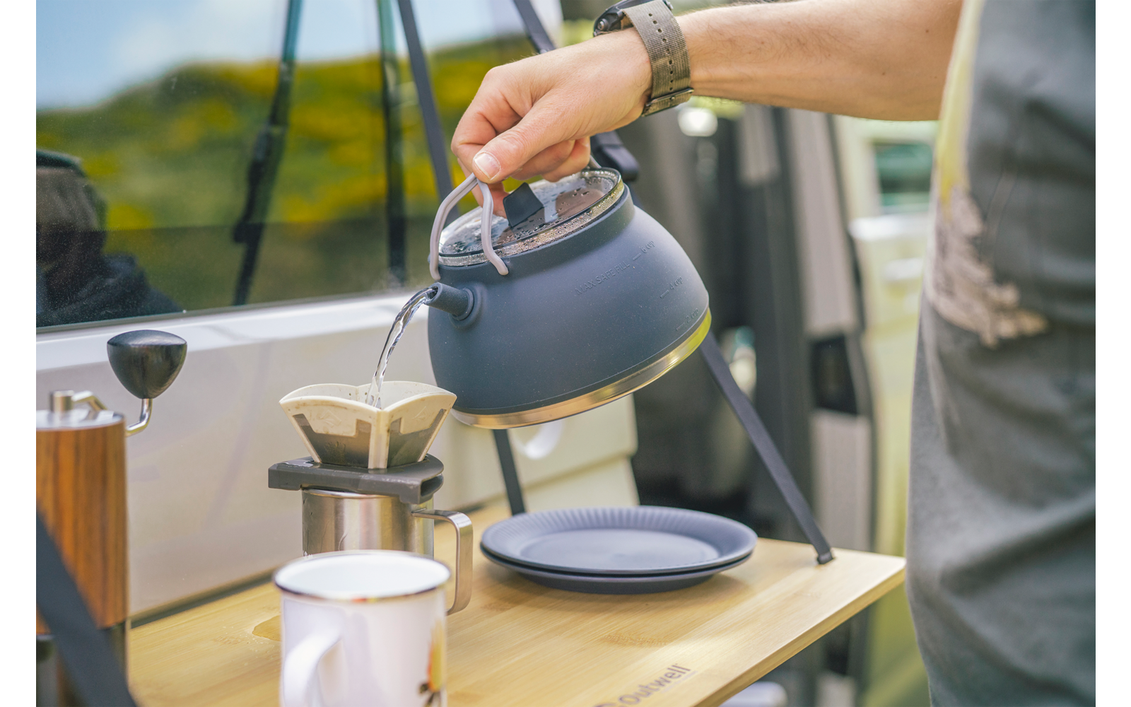 Detalj av håndtak på Sammenleggbar vannkjele Collaps Tea Time Kettle 1,5 l - Outwell