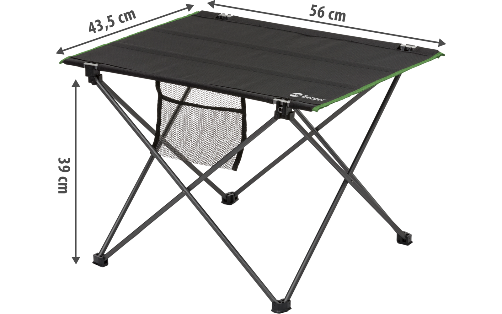 Sammenleggbart campingbord Malito 56 x 43,5 cm oppbevaringsnett detalj