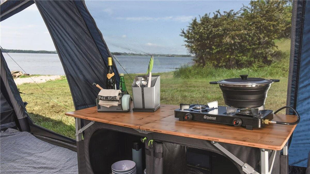 Sammenleggbart campingkjøkkenbord Padres 120x50x80 cm bambus - Outwell med bæretaske