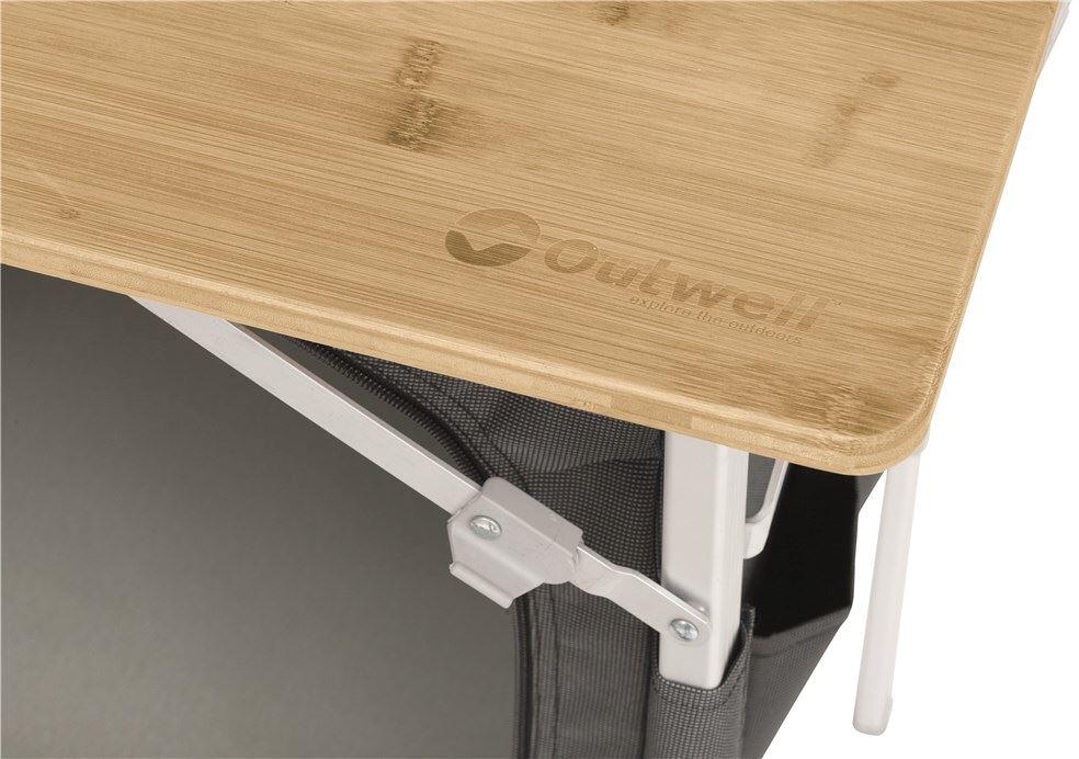 Sammenleggbart campingkjøkkenbord Padres 120x50x80 cm bambus - Outwell pakket sammen