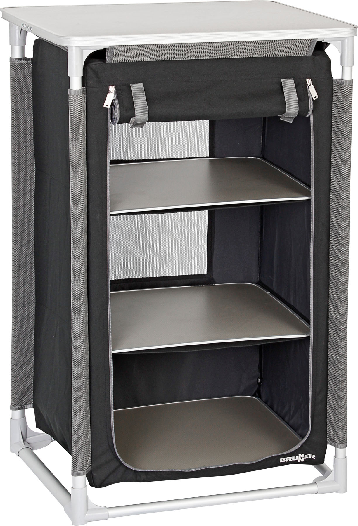 Sammenleggbart campingskap Azabache 59x104x48 cm svart forfra