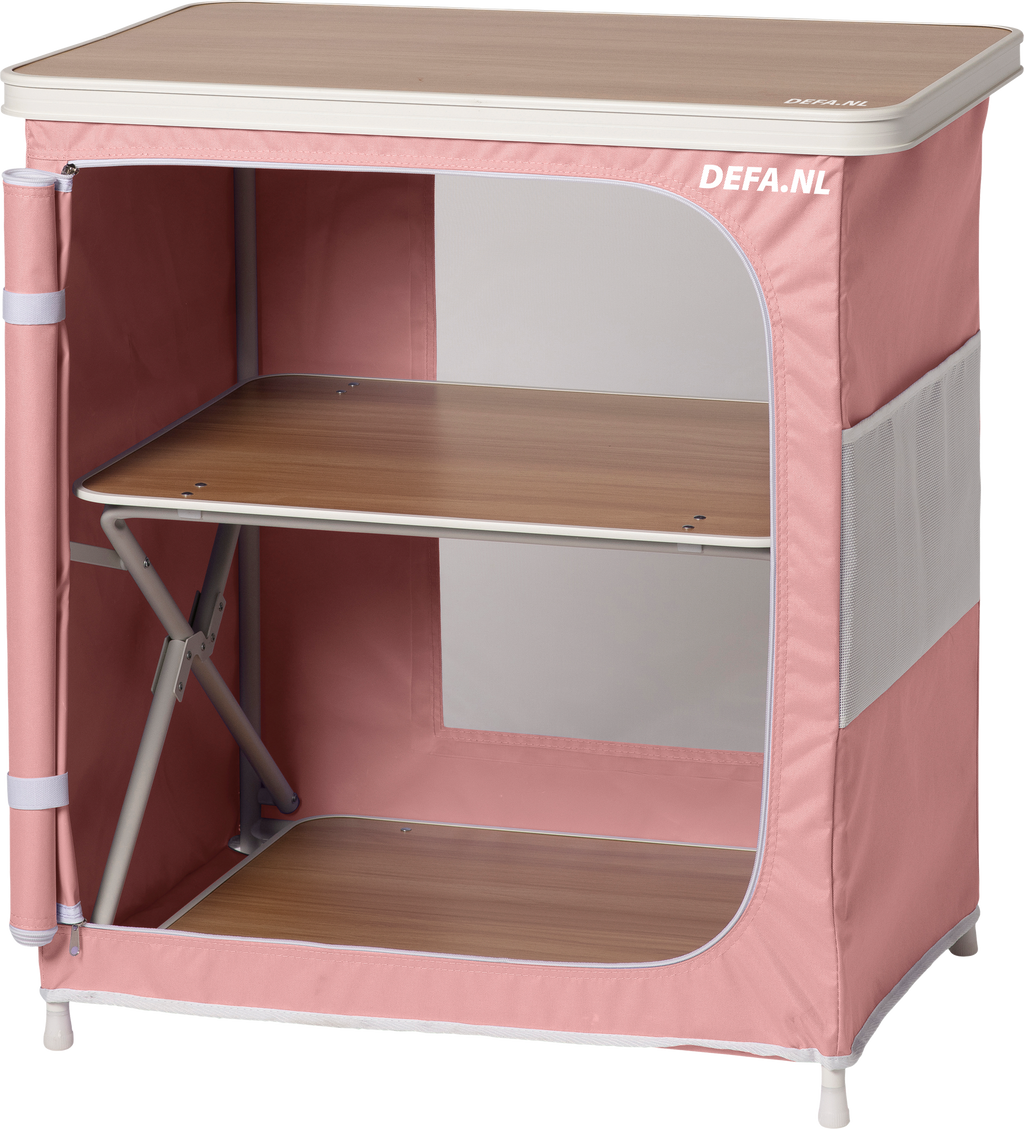 Sammenleggbart campingskap Beachy 80x48x80 cm pastellrosa forfra