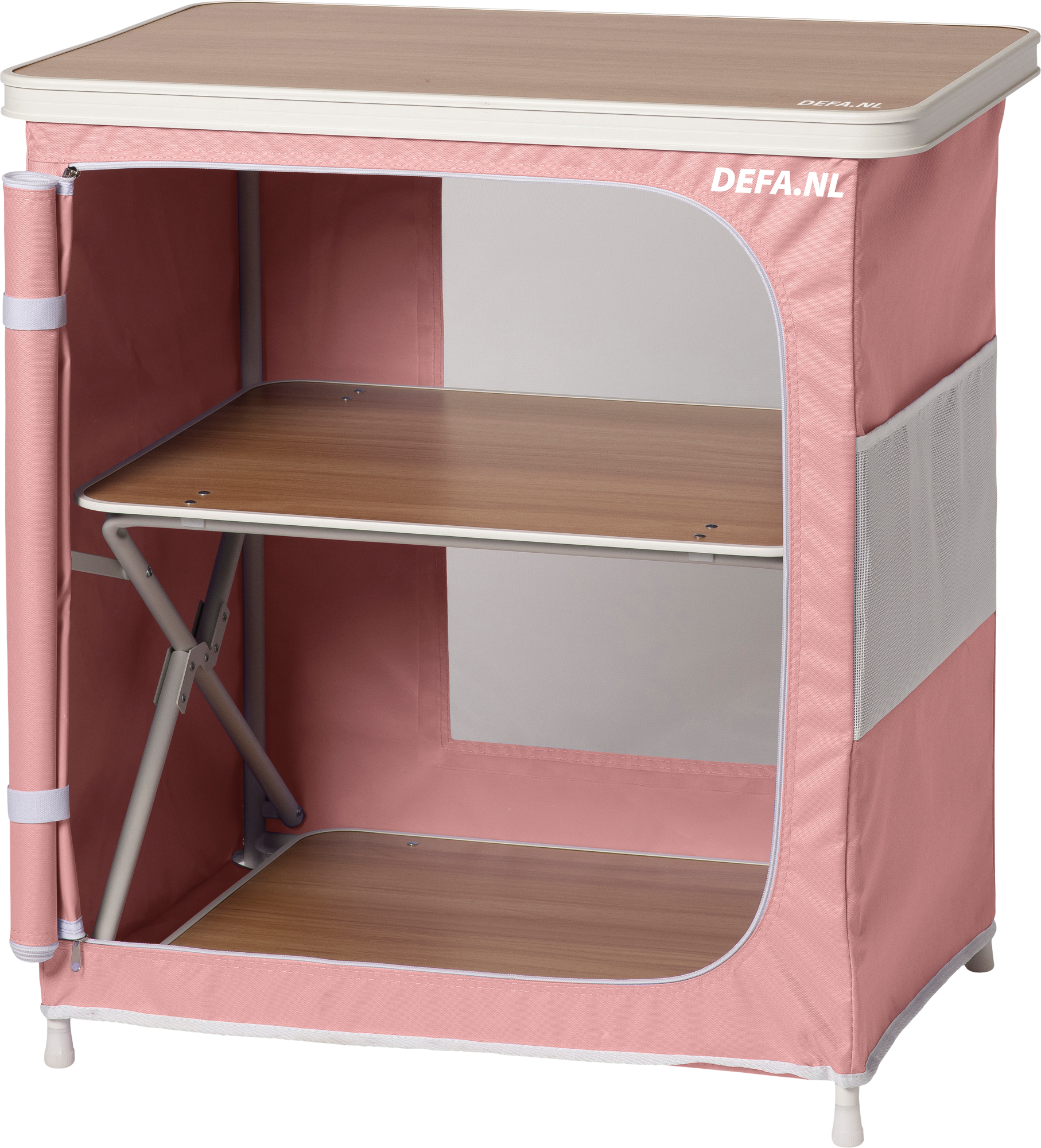 Sammenleggbart campingskap Beachy 80x48x80 cm pastellrosa forfra
