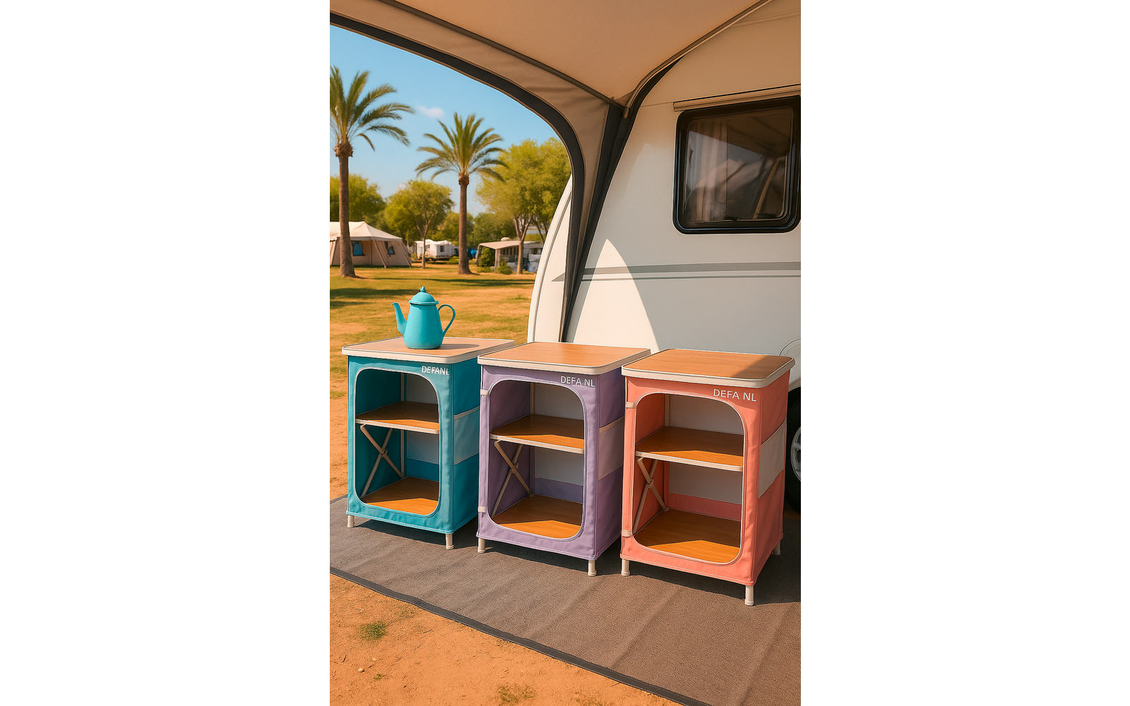 Sammenleggbart campingskap Beachy 80x48x80 cm pastellrosa nærbilde
