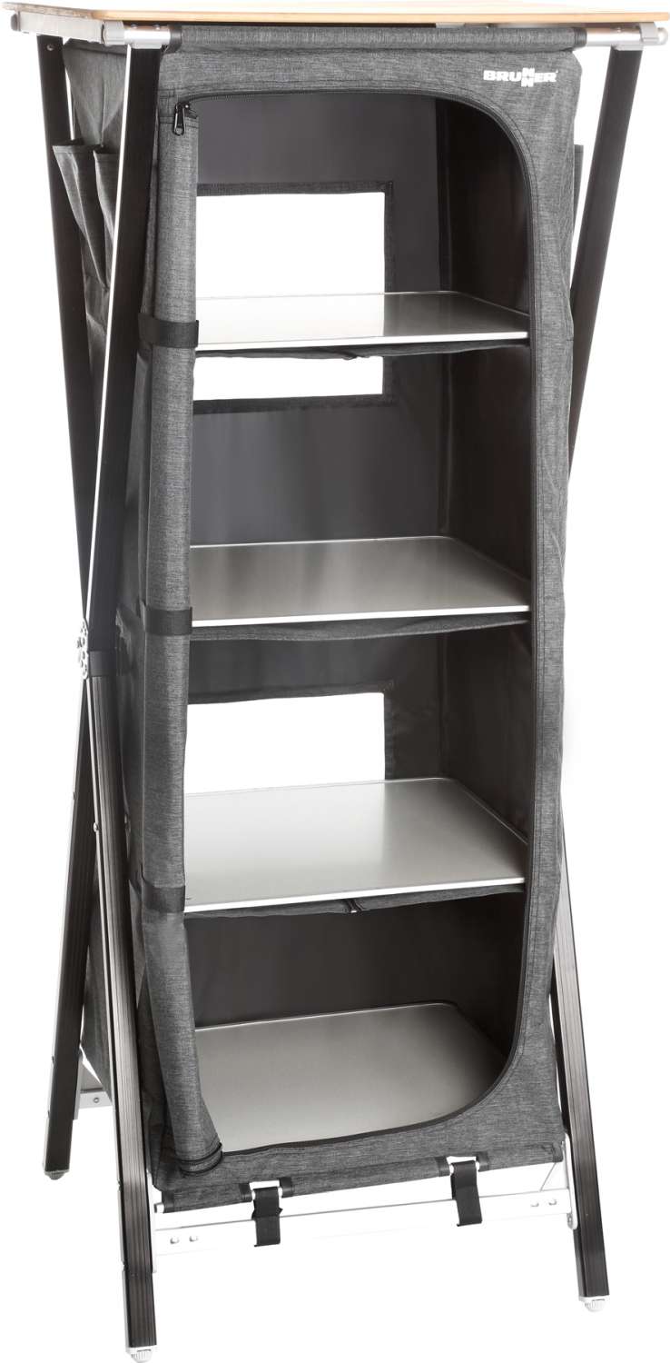 Sammenleggbart campingskap Mercury Cross Square HS bambusplate - Brunner for campingbruk