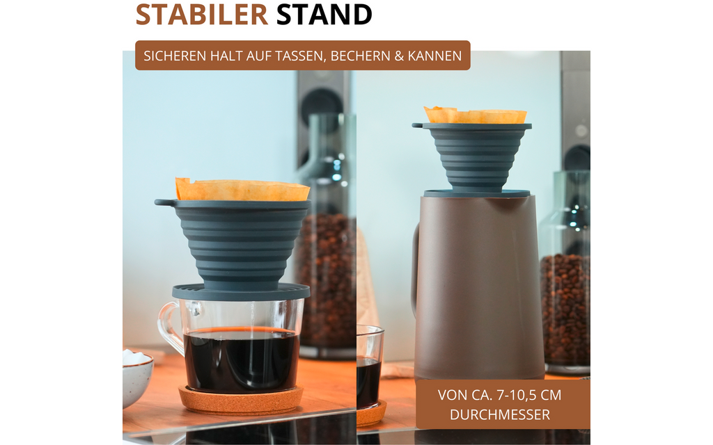 Nærbilde av sammenleggbart kaffefilter i silikon størrelse 2 Westmark