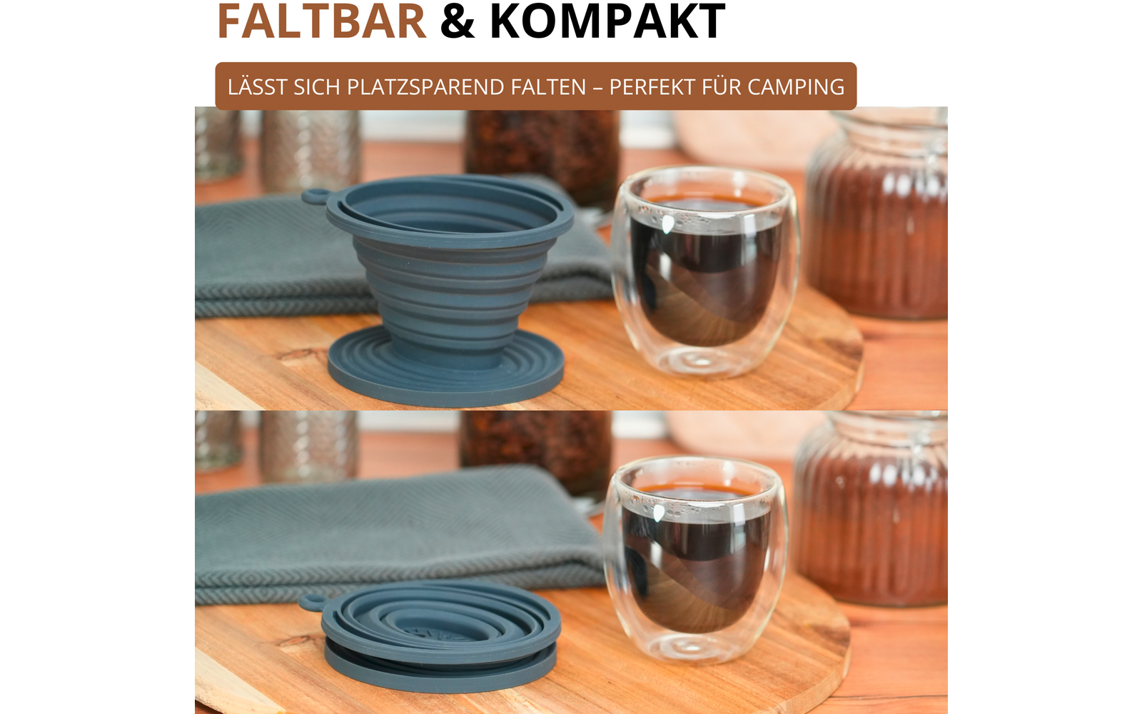 Sammenleggbart kaffefilter i silikon størrelse 2 Westmark sammenfoldet
