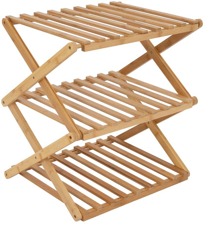Sammenleggbart skap Fitzroy M bambus 50x40x54cm 3 hyller - Bo-Camp forfra