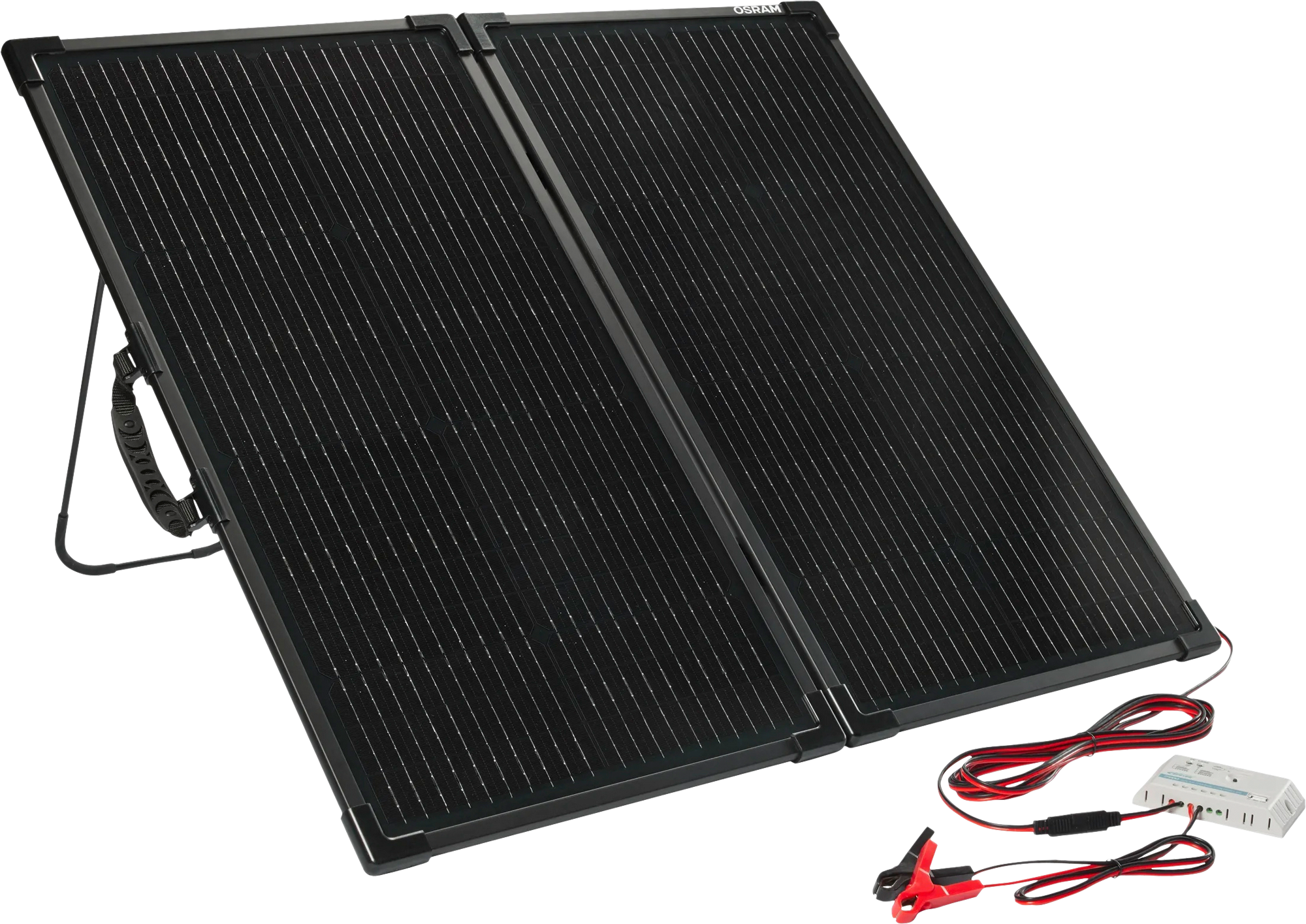 Sammenleggbart solcellepanel 100W for 12V fritidsbatterier - Osram forfra