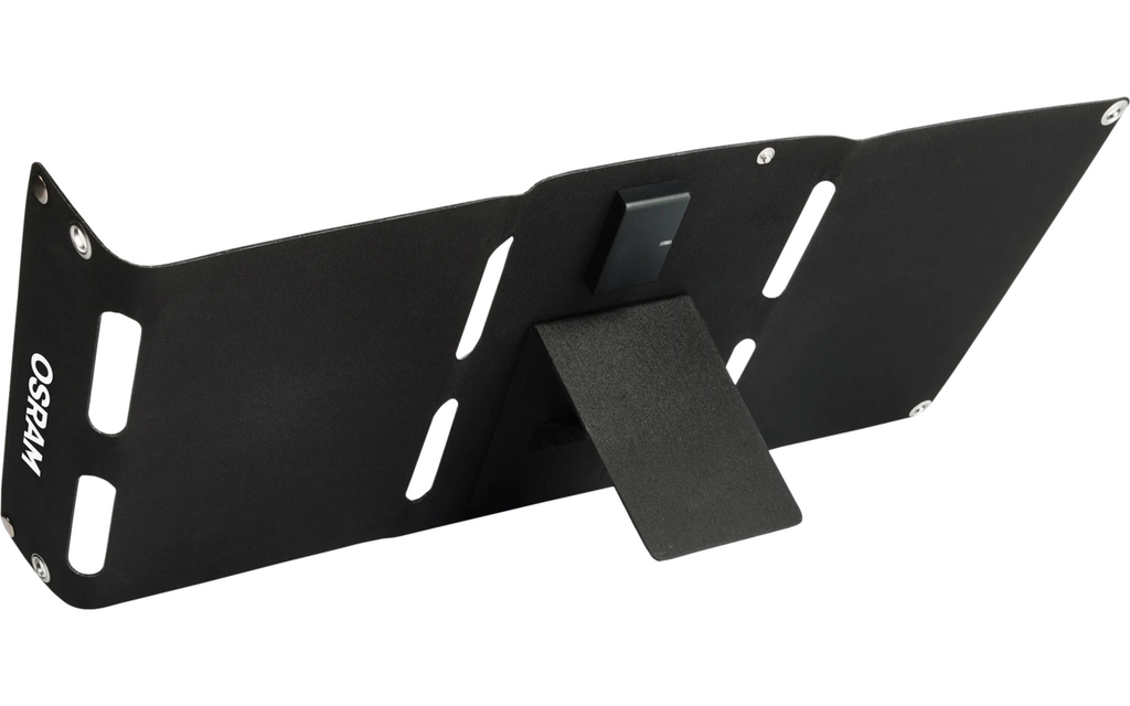 Bakside av sammenleggbart solcellepanel 20W med USB-C og USB-A 0,8 kg - Osram
