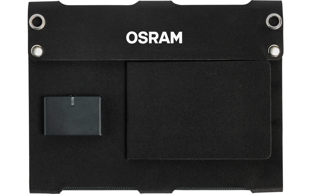 Detaljbilde av USB-C og USB-A porter på sammenleggbart solcellepanel 20W med USB-C og USB-A 0,8 kg - Osram