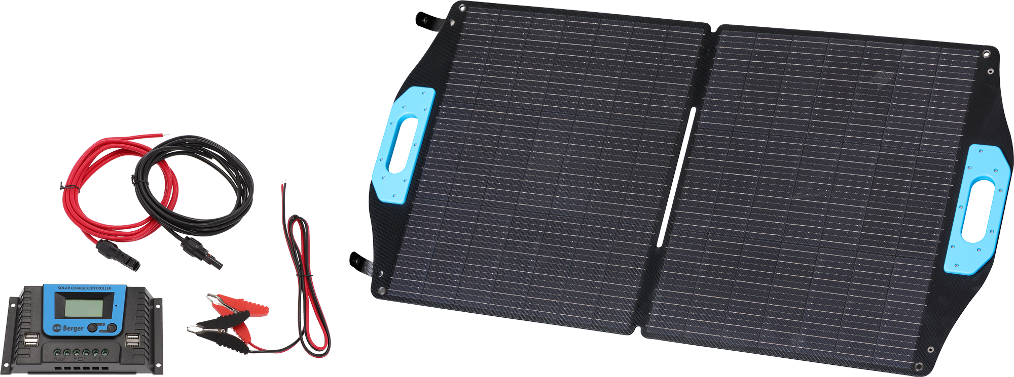 Sammenleggbart solcellepanel komplettsett 100 W front