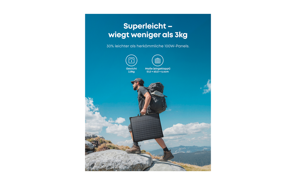 Sammenleggbart solcellepanel Solix PS200B 100 W bifasialt IP68 bakside