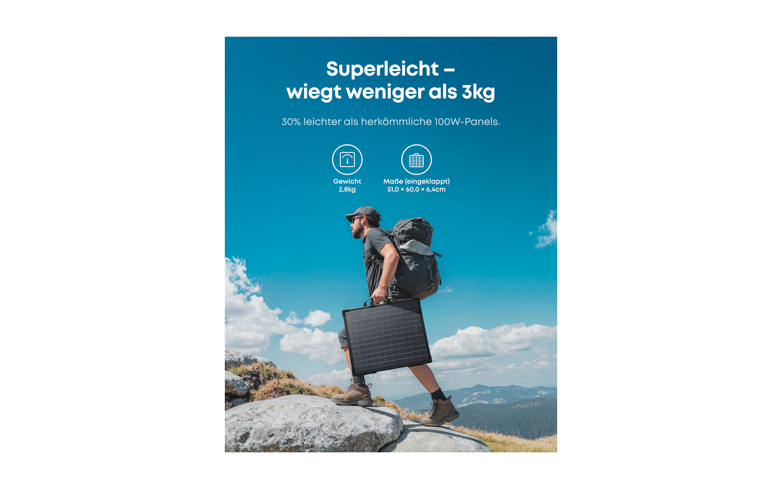 Sammenleggbart solcellepanel Solix PS200B 100 W bifasialt IP68 bakside