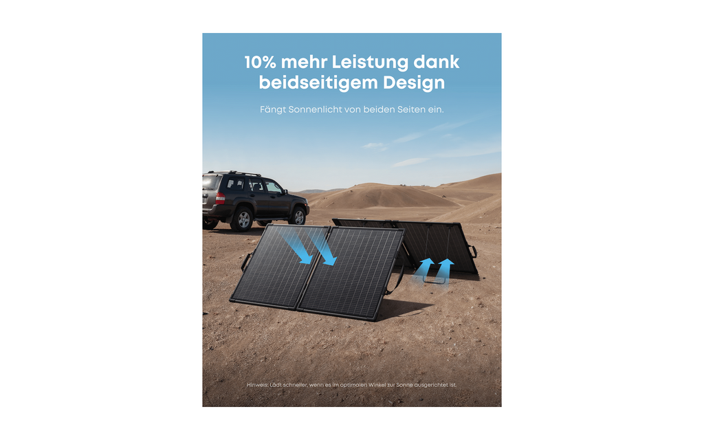 Detalj av sammenleggbart solcellepanel Solix PS200B 100 W bifasialt IP68