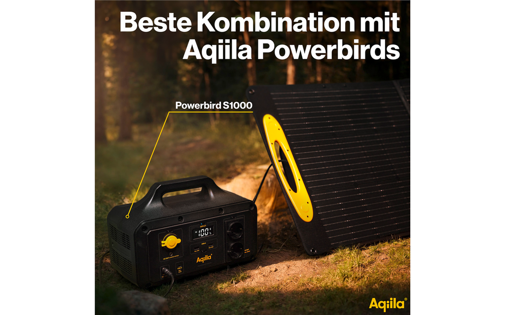 Sammenleggbart solcellepanel Sunbird 100W monokrystallinsk - Aqiila