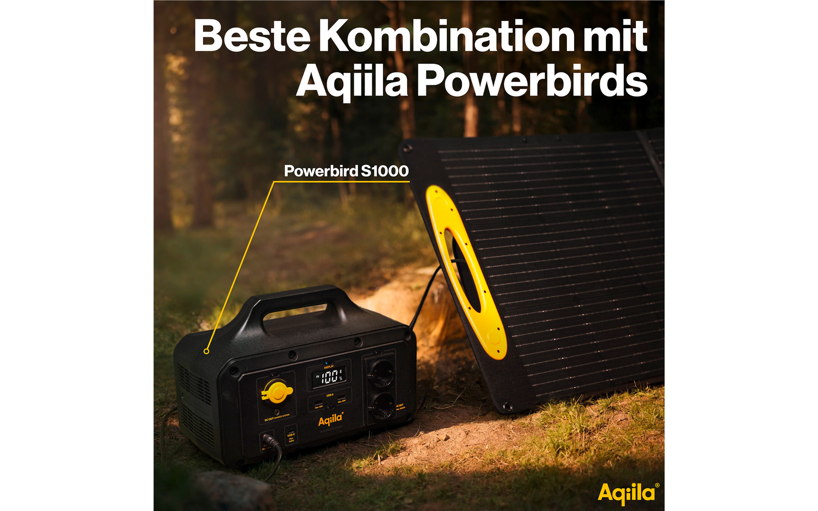 Sammenleggbart solcellepanel Sunbird 100W monokrystallinsk - Aqiila