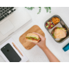 Sandwichboks rustfritt stål 1250 ml med bambuslokk - black+blum montert og åpen